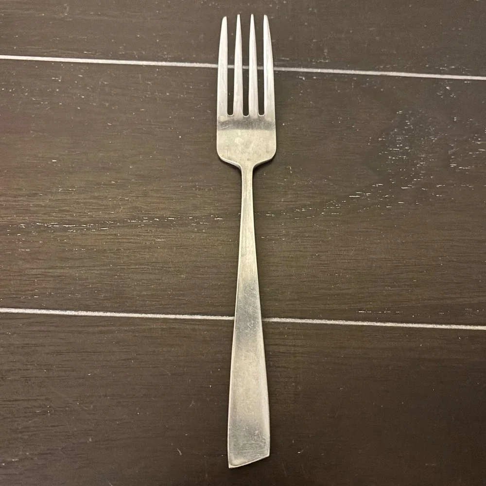 Linmark Stainless Japan Dinner Fork Mid Century Modern Slanted Handle Vintage